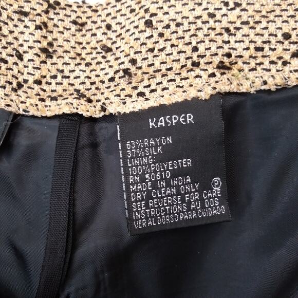 Kasper Sz 10 Silk Blend Boucle Tweed High Waist Pants Office Academia Heritage - Picture 11 of 15